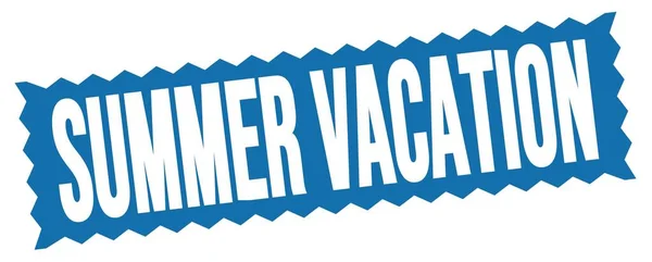 Summer Vacation Text Written Blue Zig Zag Stamp Sign — Stock fotografie