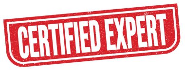 Kırmızı grungy mühür işareti üzerine yazılmış CERTIFED Uzman metin.