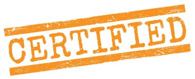 Turuncu grungy çizgileri damgası üzerine yazılmış CERTIED metin.