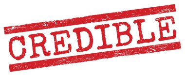 Kırmızı grungy satır işareti üzerine CREDIBLE metin.