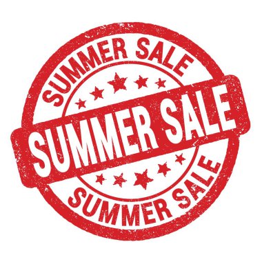 SUMMER SALE text written on red grungy stamp sign.