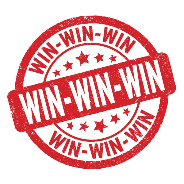 Win Win Win Text Napsaný Červeném Grungy Razítku — Stock fotografie
