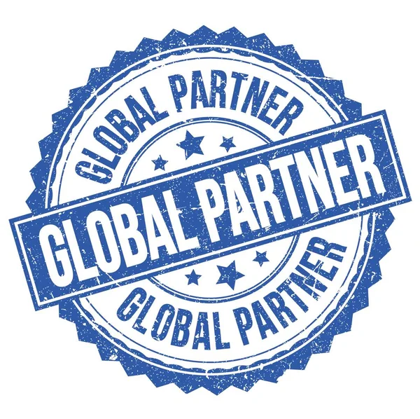 Partner Globale Testo Scritto Sul Segno Del Timbro Rotondo Blu — Foto Stock