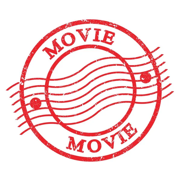 Movie Text Written Red Grungy Postal Stamp — Stockfoto