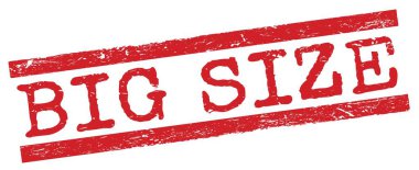 Kırmızı grungy satır işareti üzerine yazılmış büyük SIZE metin.