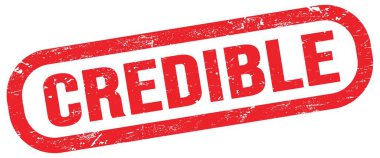 CREDIBLE, kırmızı dikdörtgen işareti üzerinde metin.