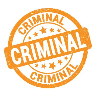 CRIMINAL yazı turuncu grungy işareti üzerine yazılmış.