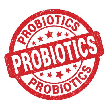 Kırmızı grungy işareti üzerine yazılmış PROBIOTICS metni.