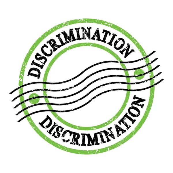 Discrimination Text Written Green Black Grungy Postal Stamp — Stok Foto