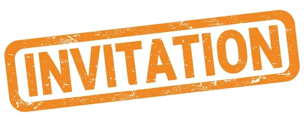 Invitation Text Written Orange Rectangle Stamp Sign — Zdjęcie stockowe