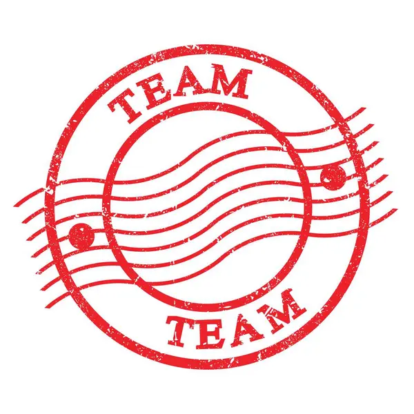 Team Text Written Red Grungy Postal Stamp — Zdjęcie stockowe