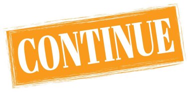 Turuncu dikdörtgen mühür işareti üzerine yazılmış KONTINUE metin.