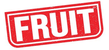 Kırmızı grungy mühür işareti üzerine yazılmış FRUIT metni.