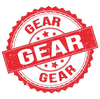 Kırmızı yuvarlak pul işareti üzerine yazılmış GEAR metni