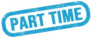 Part time, mavi dikdörtgen damga işareti üzerine metin.