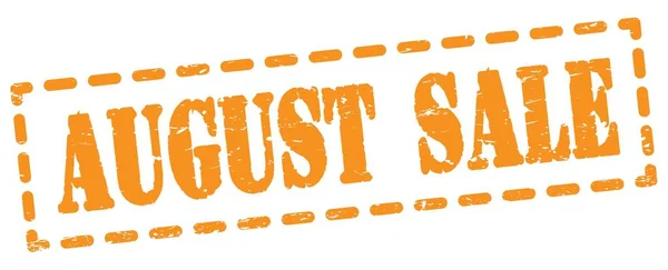 August Sale Text Written Orange Dash Stamp Sign — 图库照片