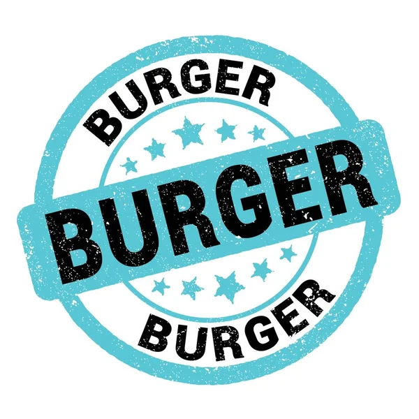 Burger Texto Escrito Azul Negro Signo Grungy Sello — Foto de Stock