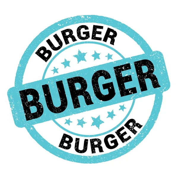 Burger Text Written Blue Black Grungy Stamp Sign — Stok Foto