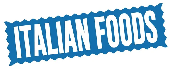 Italian Foods Text Written Blue Zig Zag Stamp Sign — Stock Photo, Image