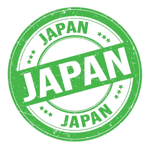 Tekst Japan Napisany Zielonym Okrągłym Znaku Znaczka Grungy — Zdjęcie stockowe