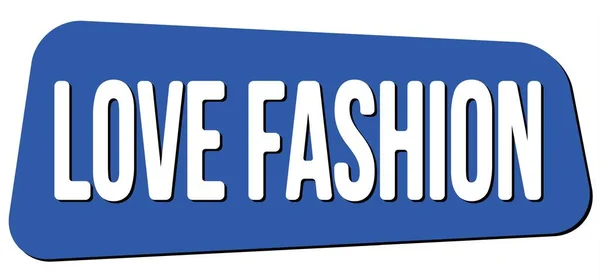 Love Fashion Text Written Blue Trapeze Stamp Sign — Stockfoto