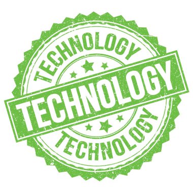 Yeşil yuvarlak pul işareti üzerine yazılmış TECHNOLOGY metni