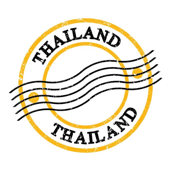 Thailandia Testo Scritto Francobollo Postale Grungy Giallo Nero — Foto Stock