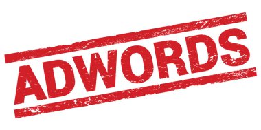 ADWORDS text written on red rectangle stamp sign.