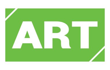 Yeşil dikdörtgen pul işareti üzerine yazılmış sanat metni.