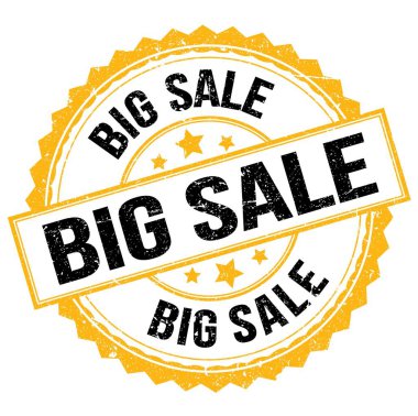 Sarı-siyah pul işareti üzerine yazılmış BIG satış metni