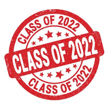 2022 sınıfı kırmızı grungy mühür işareti üzerine yazılmış metin.