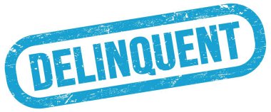 DELQUENT, mavi dikdörtgen mühür işareti üzerinde metin.