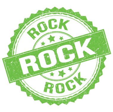 Yeşil yuvarlak pul işareti üzerine yazılmış ROCK metni