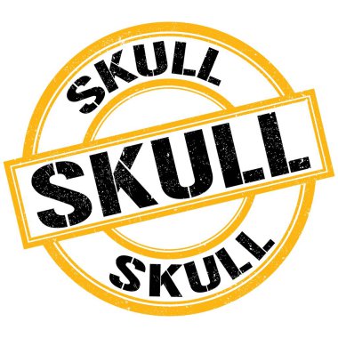 Sarı-siyah pul işareti üzerine yazılmış SKULL metni