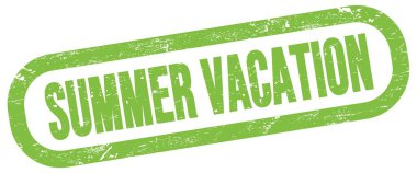 Yaz tatili, yeşil dikdörtgen mühür işareti üzerine metin.