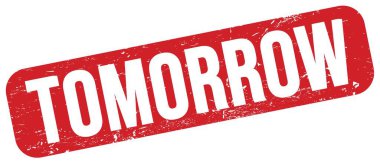 Yarın kırmızı grungy mühür işareti üzerine yazılmış metin.