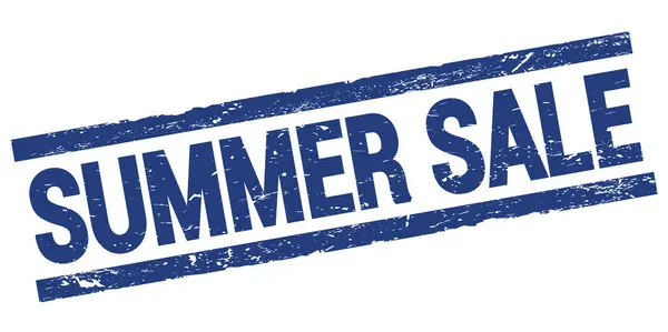 Summer Sale Text Written Blue Rectangle Stamp Sign — Stockfoto