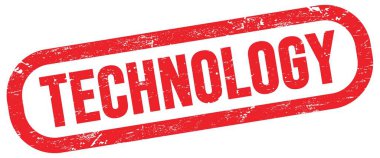 TEKNOLOJİ, kırmızı dikdörtgen mühür işareti üzerinde metin.