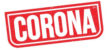 Kırmızı grungy işareti üzerine yazılmış CORONA metni.