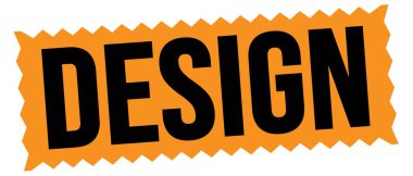DESIGN metni turuncu-siyah zig-zag mühür işareti üzerine yazılmış.