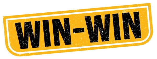 Win Win Text Written Yellow Black Grungy Stamp Sign — 스톡 사진
