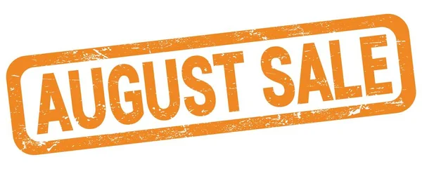 August Sale Text Written Orange Rectangle Stamp Sign — 图库照片