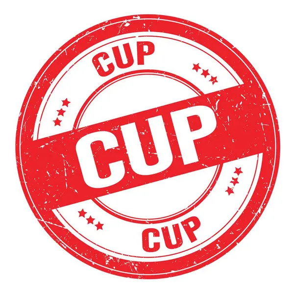 Cup Text Written Red Grungy Stamp Sign — Stock fotografie