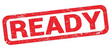 READY text written on red rectangle stamp sign.