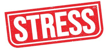 Kırmızı grungy işareti üzerine yazılmış STRESS metni.