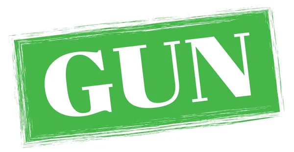Gun Text Written Green Rectangle Stamp Sign — Photo