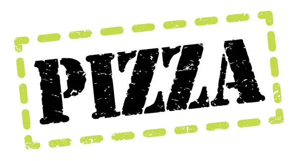 Pizza Text Written Green Black Dash Stamp Sign — Stock Photo, Image
