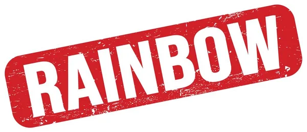 Rainbow Text Written Red Grungy Stamp Sign — Stock Fotó