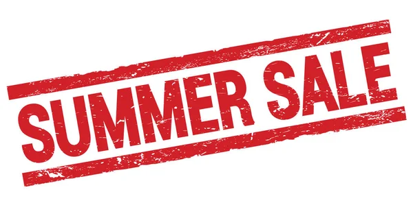 SUMMER SALE text written on red rectangle stamp sign.
