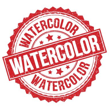 WATERCOLOR kırmızı yuvarlak pul işareti üzerine yazılmış metin